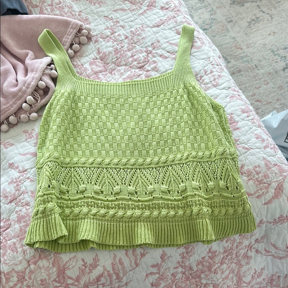 Green Knit Sleeveless Top